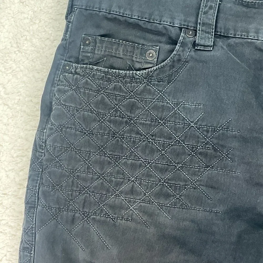 True Religion Dean Geo Quilted Gray Chino Straight Leg Jeans Pants 36/32.5 Taper